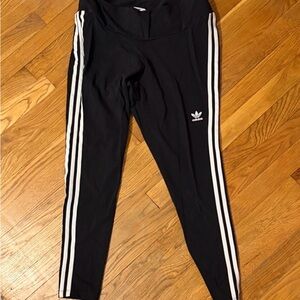 Adidas Kids Black Leggings with White Stripes